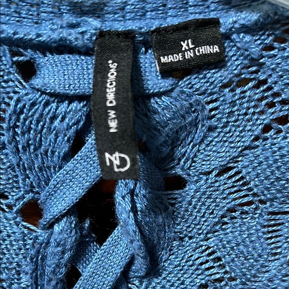 New Directions Blue Open Knit Sweater - Picture 2 of 3